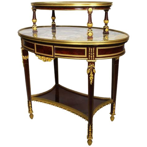 Louis XVI Style Mahogany and Ormolu Mounted 2-Tier Dessert Table by P. E. Guerin For Sale at 1stDibs