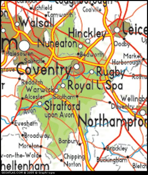 Map of Warwickshire City Picture | United Kingdom Map Regional City ...