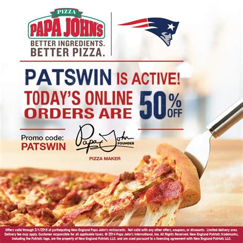 A Patriots win = 50% off your online order today at ! (participating NE ...