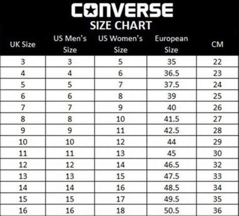 Converse Size Chart – B Street Shoes