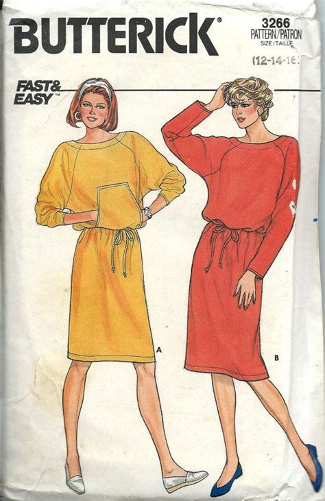 Butterick 3266 Misses Kangaroo Pocket Dress Pattern Size | Etsy ...