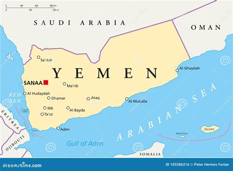 Yemen Political Map stock vector. Illustration of mandeb - 103386216