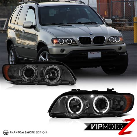 Car Parts Vehicle BMW X5 E53 2000-2003 BLACK ANGEL EYE HALO PROJECTOR ...