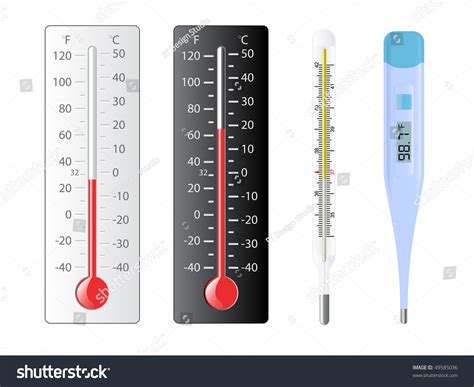 Four Different Types Thermometers Several Temperatures Stock Vector ...