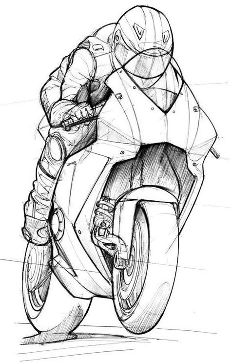 a drawing of a person on a motorcycle