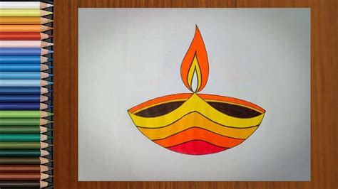 How To Draw Diwali Diya Drawing For Kids Easy Diwali Diya For Kids ...