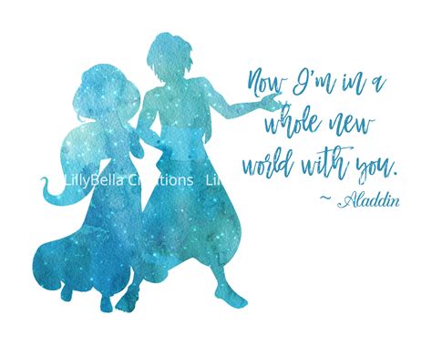 Aladdin Watercolor Silhouette with Quote 10" x 8" + Greeting Card ~ Jasmine | Disney pixar ...