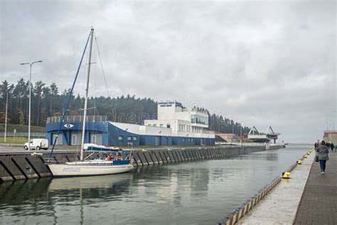 Vistula Spit Canal with Bridge Open, Northern Poland Editorial Image ...