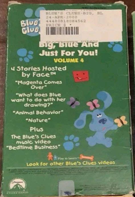 Blue's Clues Big Blue and Just for you Volume 4 2000 VHS | Blues clues ...