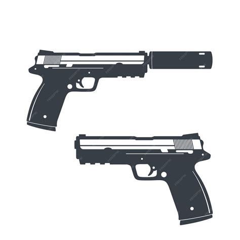 Premium Vector | Modern pistol with silencer, handgun, gun isolated on ...