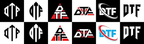 DTF letter logo design in six style. DTF polygon, circle, triangle ...