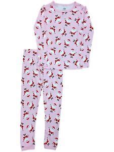 Carters Infant & Toddler Girls Pink Santa Christmas Pajamas Cotton ...