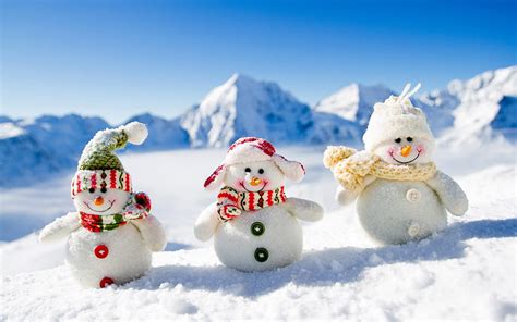 Snowmen, mountains, winter, toys, Christmas, Xmas, snowman, HD ...