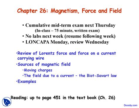 Force and Field - General Physics - Lecture Slides - Docsity