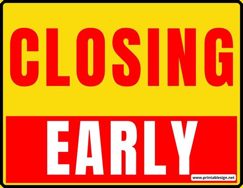 Closing Early Signs Clip Art | FREE Download