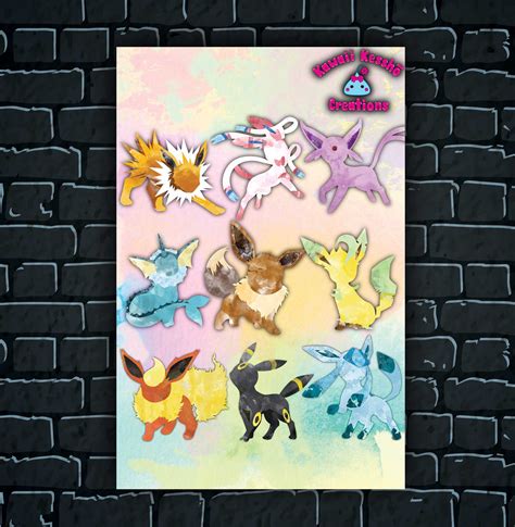 Eevee Fan Art 11 x 17 Poster — Kawaii Kessho Creations