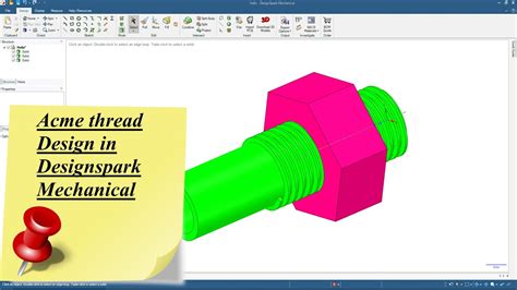 Acme thread design in Designspark Mechanical - YouTube