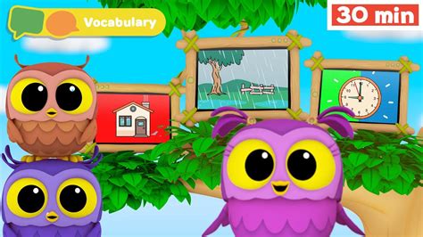 Hoot, Scoot & What | Learn Vocabulary for Kids | First Words | Animals for Babies | First ...