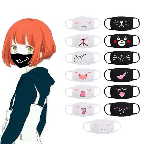 Anime Face Mask Kaomoji-Kun Emoticon Mouth-Muffle Cotton Anti-Dust Face ...