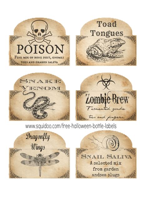 Printable Halloween Bottle Labels - Printable Word Searches