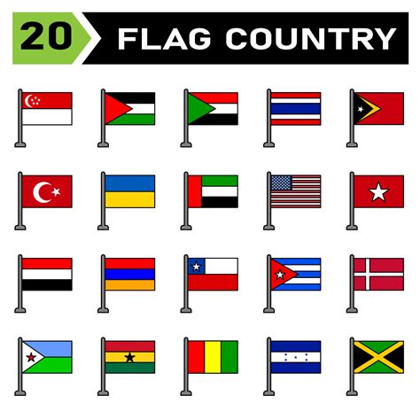 Flag country icon set include country, flag, symbol, national, travel ...