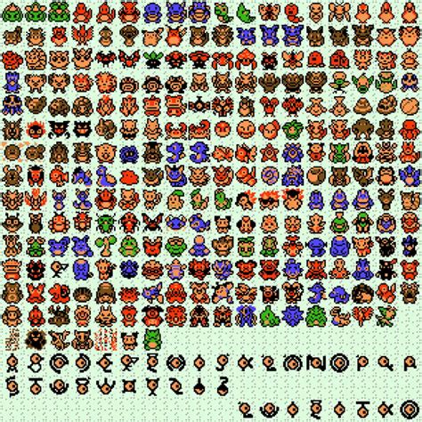 gameboy menu sprites for all of gen 2 + extra | Pokémon | Pokemon, Sprite, Pixel art