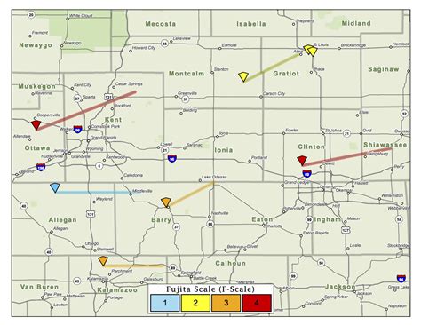 Track Michigan's 12 tornadoes from the 1965 Palm Sunday outbreak ...