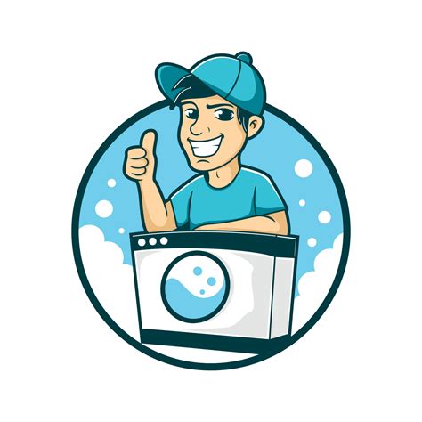 Laundry cartoon logo, Laundry character design vector illustration ...