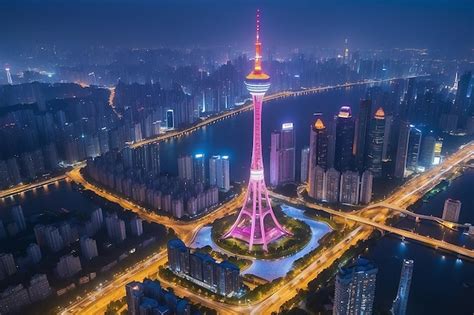 Premium AI Image | Night view of the television tower in guangzhou