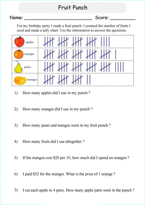 Tally Chart Worksheet Printable | Tally chart, Math subtraction, Worksheets