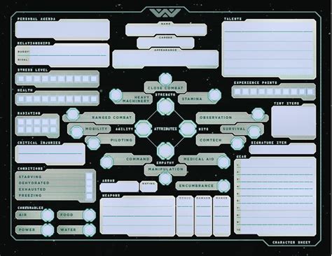 A form-fillable character sheet for Alien RPG | Character sheet, Rpg ...