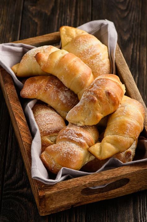 Homemade Sweet Croissants Stuffed with Cheese. Stock Image - Image of ...