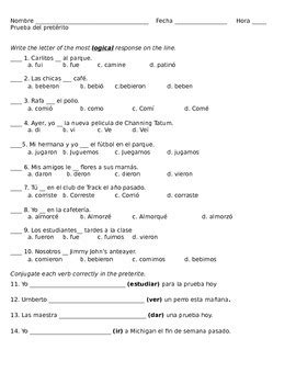 Regular Preterite Quiz by Ada Ramirez | Teachers Pay Teachers