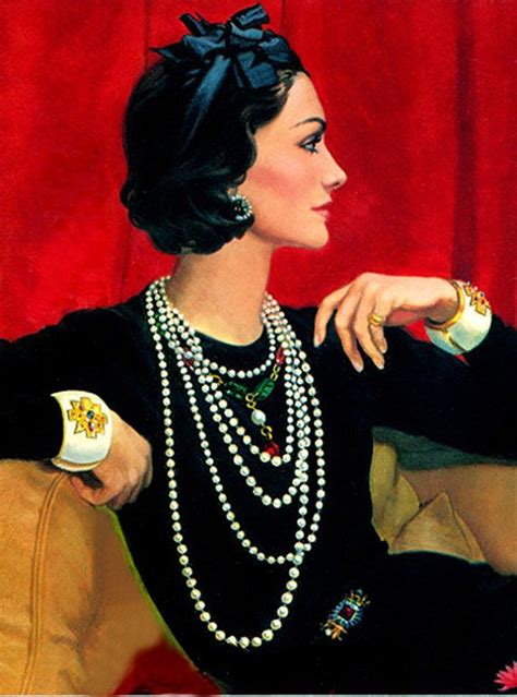 Coco Chanel wearing Black Dress and Jewelry. Color Photo Reprint 5"x7 ...