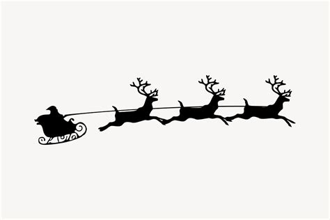 Silhouette Santa sleigh clipart, Christmas | Free Vector - rawpixel