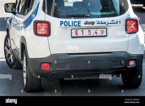 RAMALLAH, PALESTINE. August 31, 2019. Palestinian traffic police car in ...