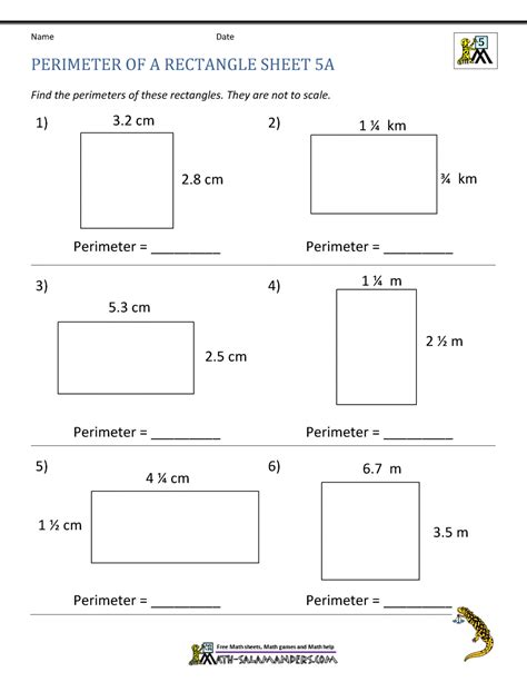 perimeter of a rectangle worksheets image - Worksheets Library