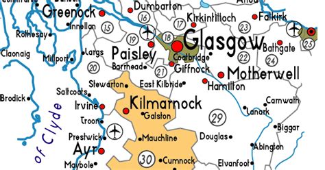 Map of East Ayrshire Province Area | Map of Scotland Country and City