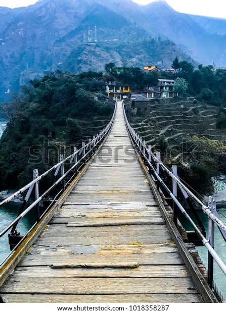 Wonderful Hanging Bridge Over River Beas Stock Photo (Edit Now) 1018358287