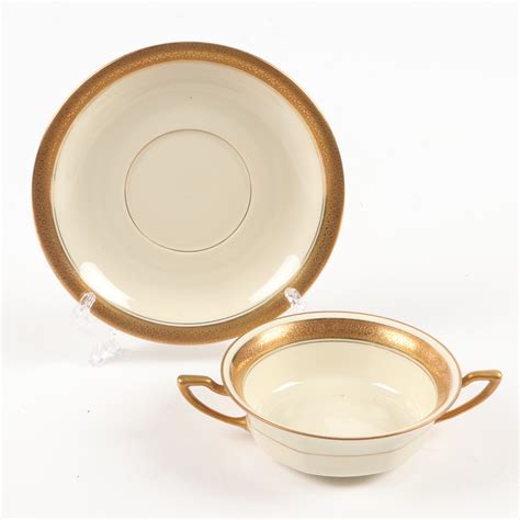 Rosenthal "Premier" Gold Rim Bone China Dinnerware | EBTH