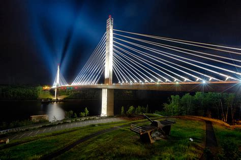 Penobscot Narrows Bridge at Night Photograph by Hali Sowle - Pixels