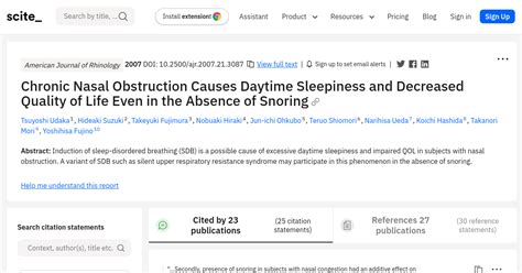 Chronic Nasal Obstruction Causes Daytime Sleepiness and Decreased Quality of Life Even in the ...