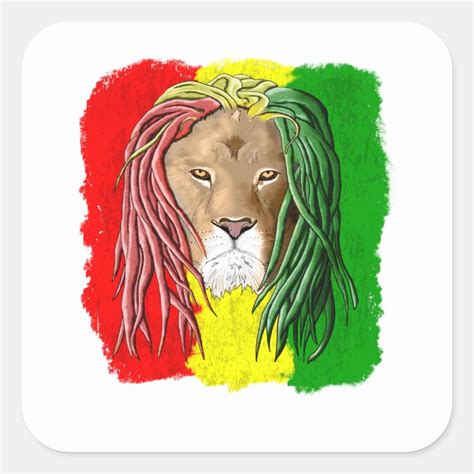 Rasta Lion Jamaican Reggae Flag Square Sticker | Zazzle.com