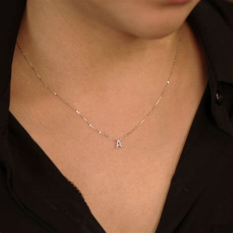 Diamond Initial Necklace, Diamond Letter Necklace, Personalized Diamond Necklace, Initial ...