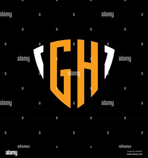 GH logo with shield white orange shape design template isolated on ...