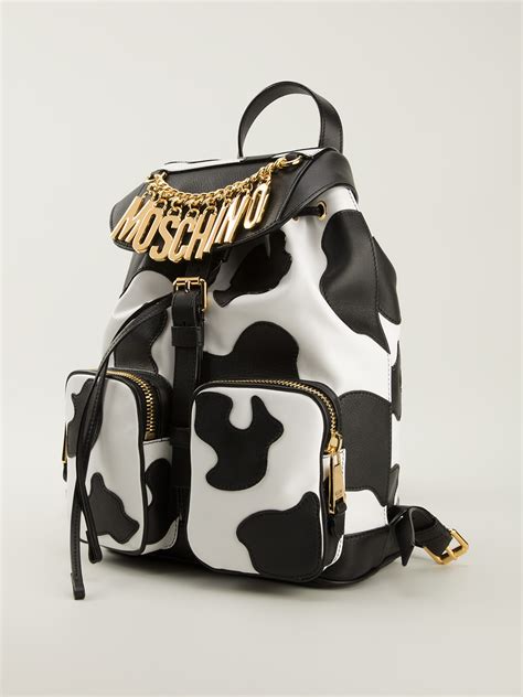 Lyst - Moschino Cow Print Backpack in White