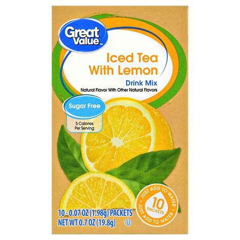 Great Value Sugar-Free Iced Tea with Lemon Drink Mix, 0.7 Oz., 10 Count - Walmart.com