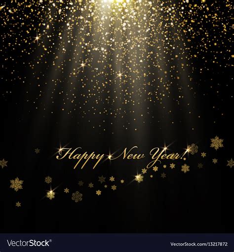 Happy new year greetings and golden lights Vector Image