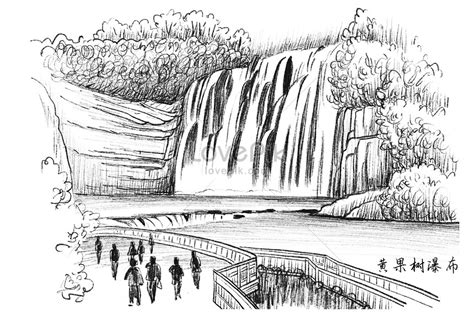 Sketsa Pemandangan Air Terjun