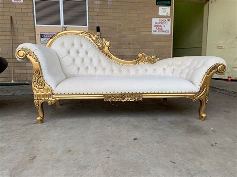 Antique Gold And White French Provincial Chaise Lounge - Pre Order - Antique Reproduction Shop